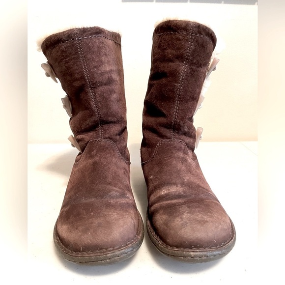 UGG Australia 5183 Womens Kona Dark Brown Suede Sheepskin Toggle Boots Size 7 - Picture 2 of 6